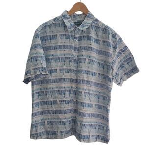 Cubavera Linen Cotton Resort Shirt Sz XL Blue Coastal Vacation Resort Button Up